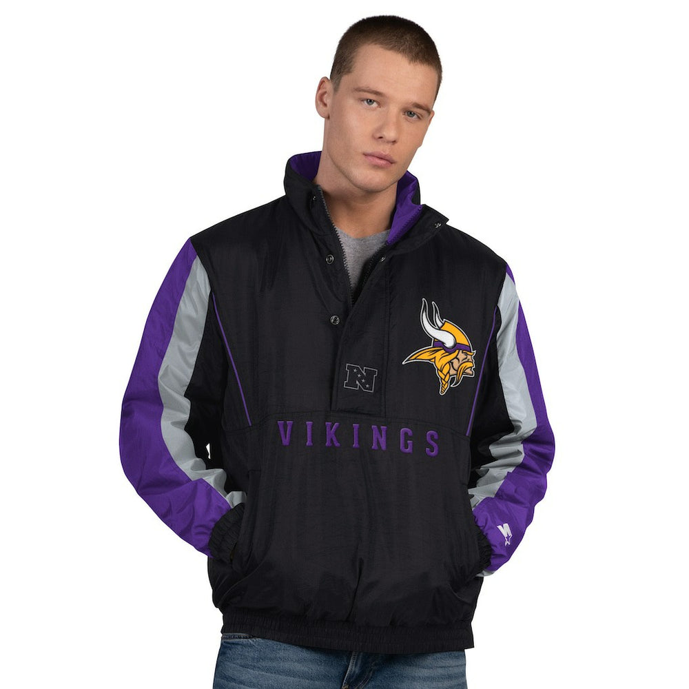 Minnesota Vikings Starter Thursday Night Gridiron Half-Zip Jacket Black - NFL