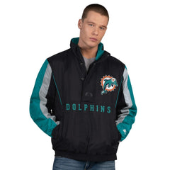 Miami Dolphins Starter Thursday Night Gridiron Vintage Logo Half-Zip Jacket Black - NFL