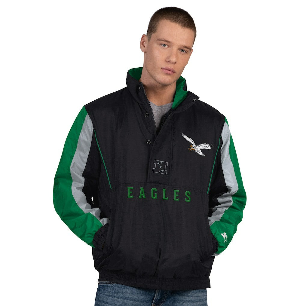 Philadelphia Eagles Starter Thursday Night Gridiron Vintage Logo Half-Zip Jacket Black - NFL