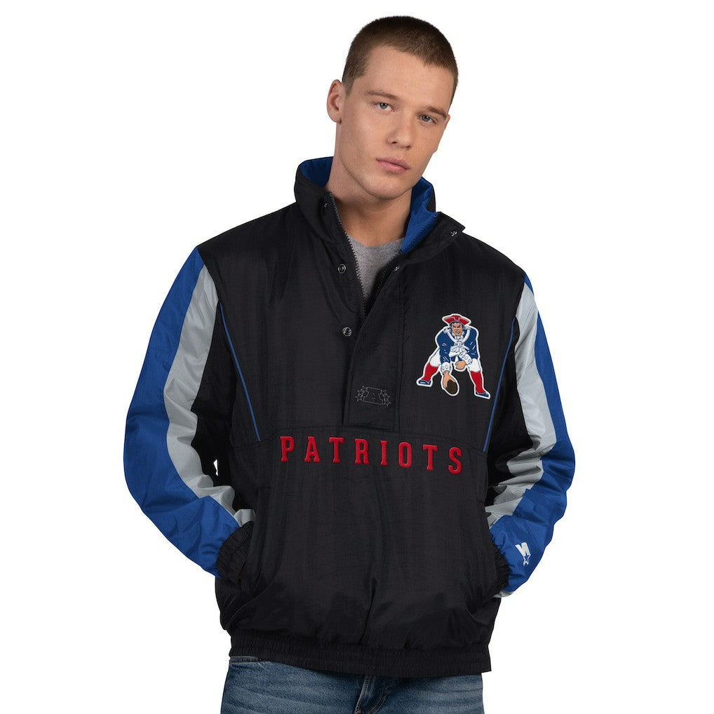 New England Patriots Starter Thursday Night Gridiron Vintage Logo Half-Zip Jacket Black - NFL
