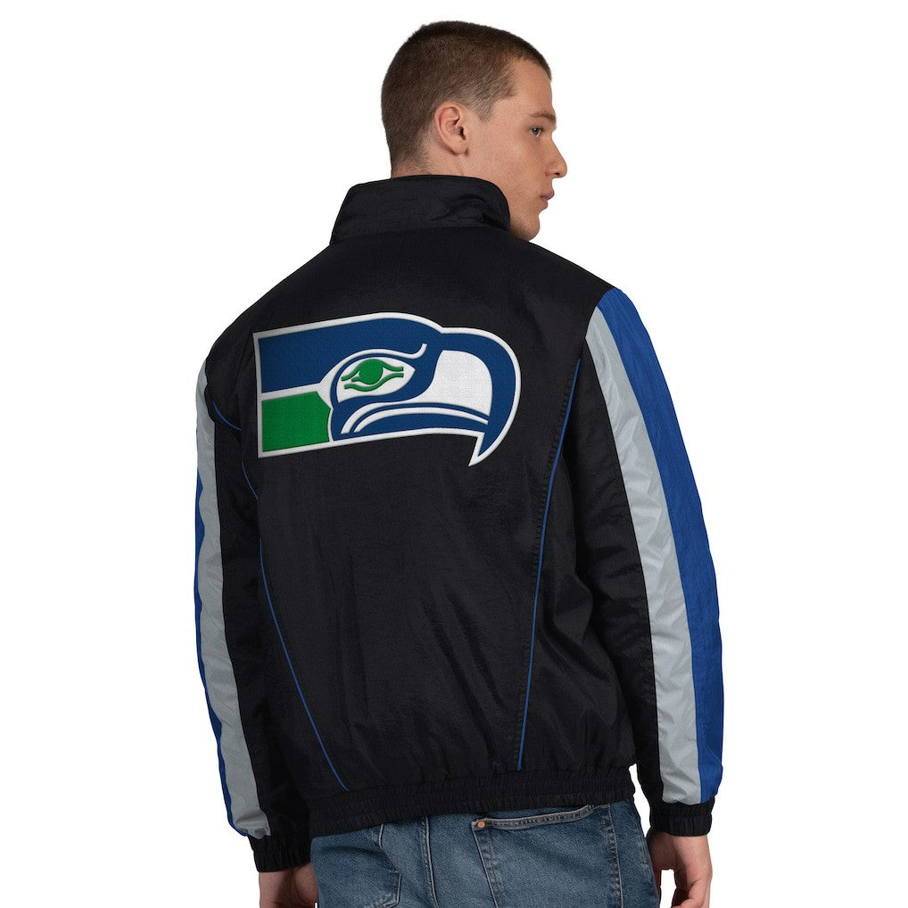 Seattle Seahawks Starter Thursday Night Gridiron Vintage Logo Half-Zip Jacket Black - NFL
