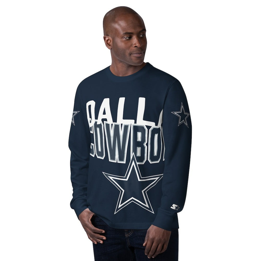 Dallas Cowboys Starter Clutch Hit Long Sleeve T-Shirt Navy - NFL