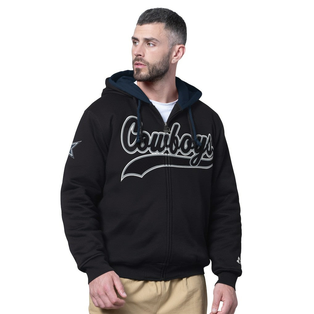 Dallas Cowboys Starter Big Shot Full-Zip Double Hoodie Black - NFL