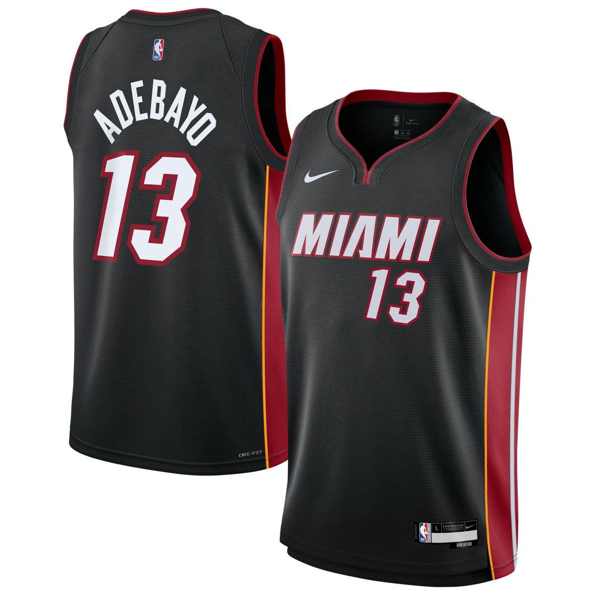 Nike - Bam Adebayo Miami Heat Youth Swingman Jersey - Icon Edition - Black