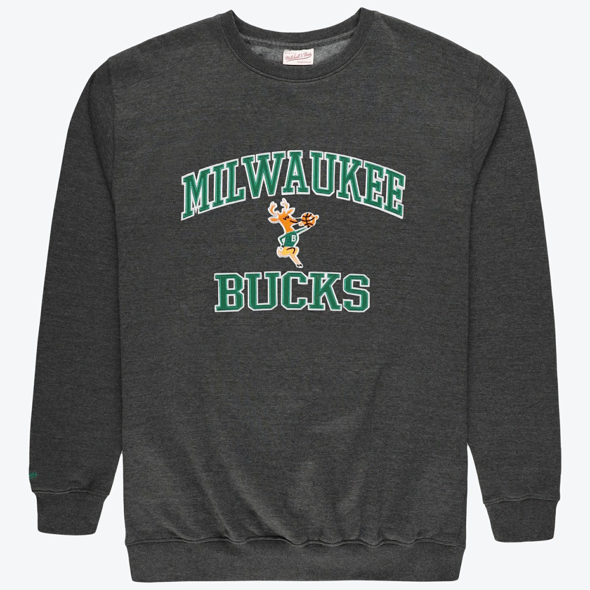 Mitchell & Ness - Milwaukee Bucks Hardwood Classics Big & Tall Crewneck Sweatshirt - Heather Charcoal
