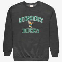 Mitchell & Ness - Milwaukee Bucks Hardwood Classics Big & Tall Crewneck Sweatshirt - Heather Charcoal