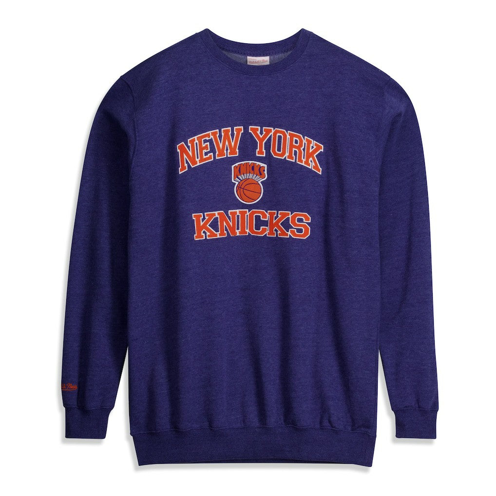 Mitchell & Ness - New York Knicks Hardwood Classics Big & Tall Crewneck Sweatshirt - Heather Blue