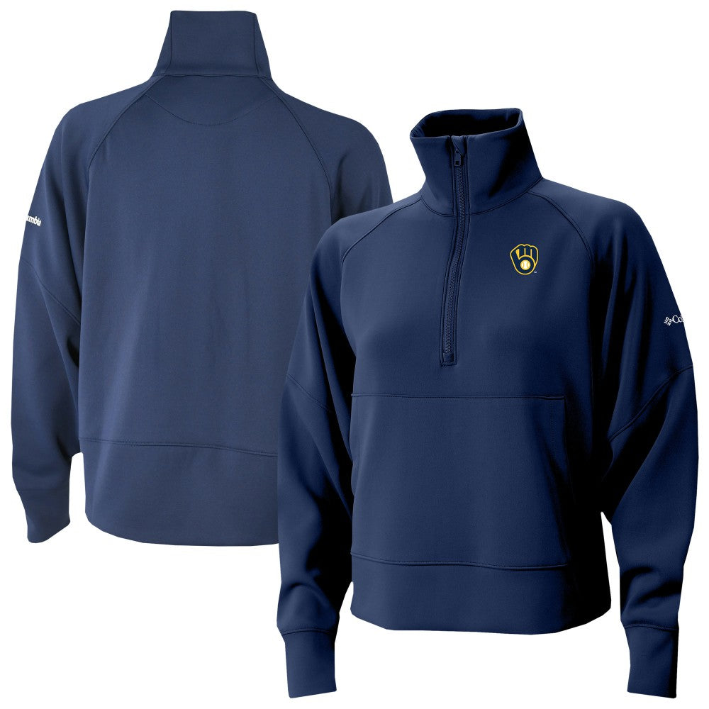 Milwaukee Brewers Columbia Women's Wickhams Hills Raglan Omni-Wick Quarter-Zip Pullover Clearance