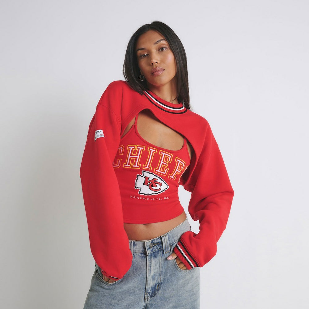 Kansas City Chiefs Off Season Women's Fleece Shrug Cami Red - NFL