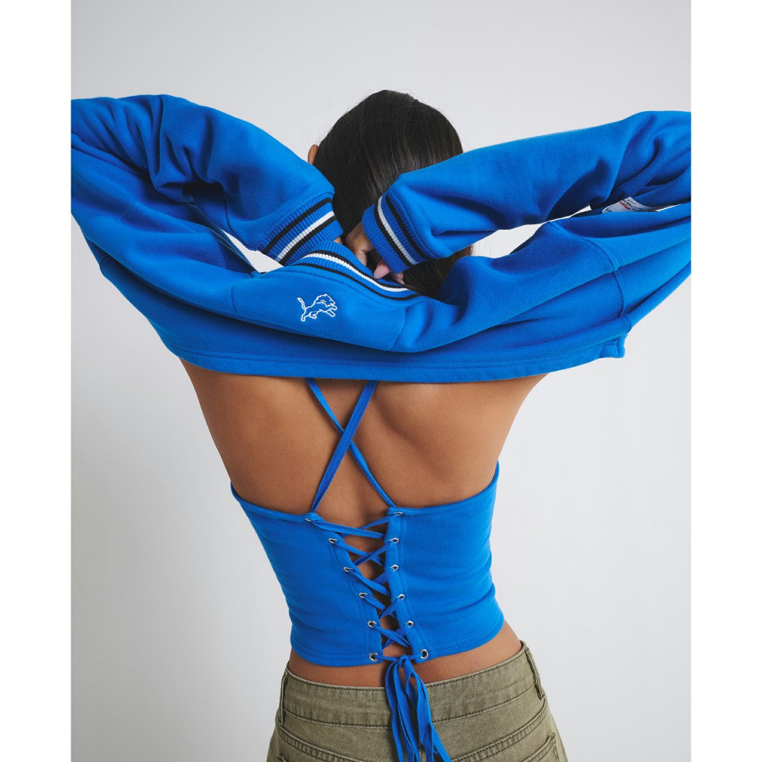 Detroit Lions Off Season Women's Fleece Shrug Cami Blue - NFL