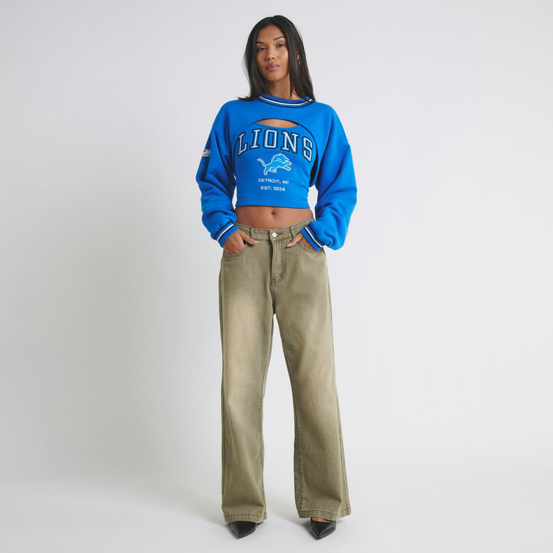 Detroit Lions Off Season Women's Fleece Shrug Cami Blue - NFL