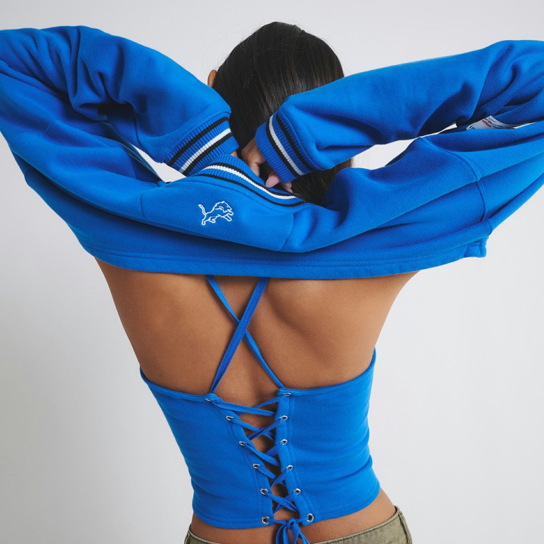 Detroit Lions Off Season Women's Fleece Shrug Cami Blue - NFL