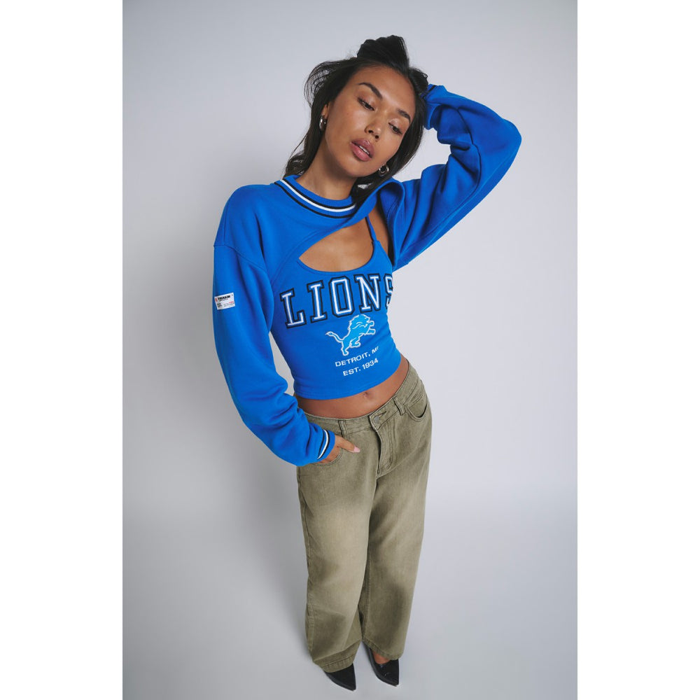Detroit Lions Off Season Women's Fleece Shrug Cami Blue - NFL