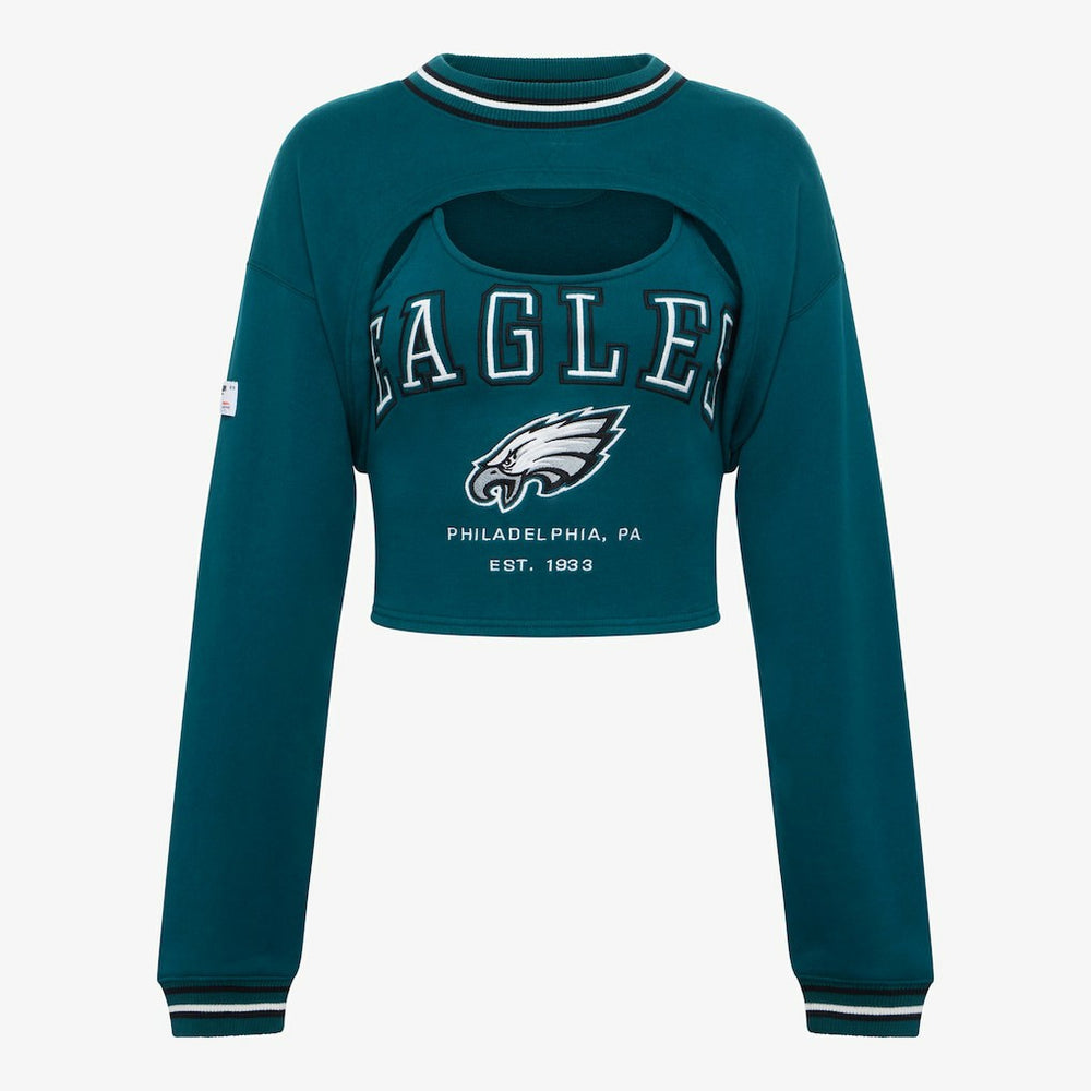 Philadelphia Eagles Off Season Women's Fleece Shrug Cami Midnight Green - NFL