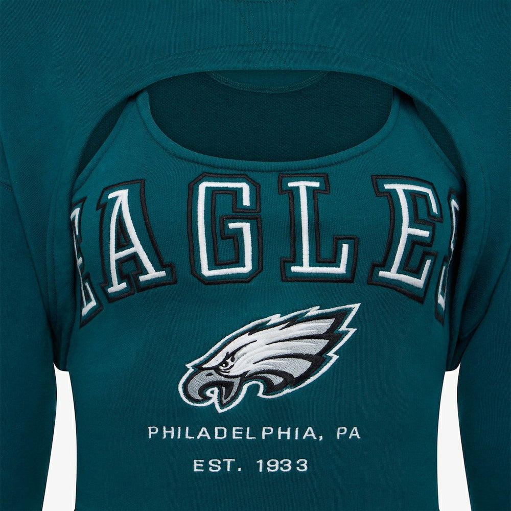 Philadelphia Eagles Off Season Women's Fleece Shrug Cami Midnight Green - NFL