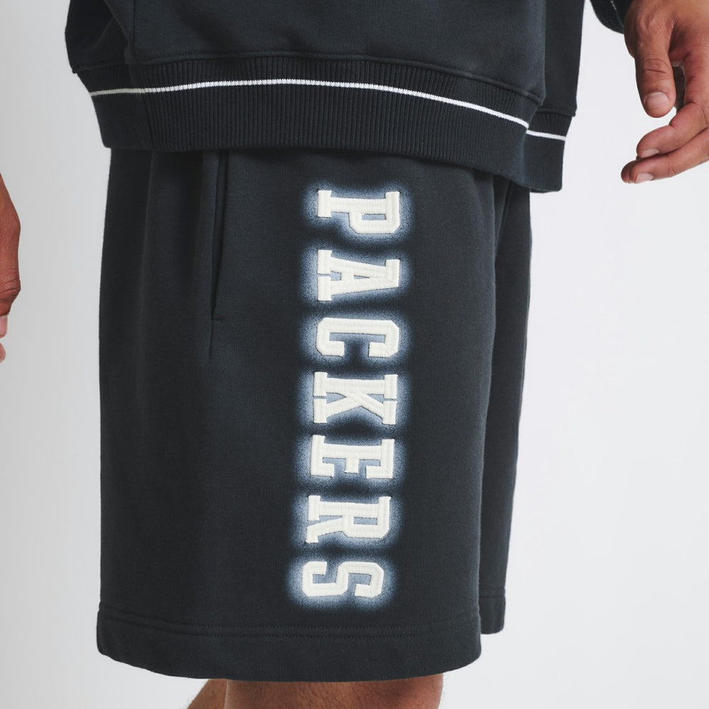 Green Bay Packers Off Season Unisex Fleece Shorts Black - NFL