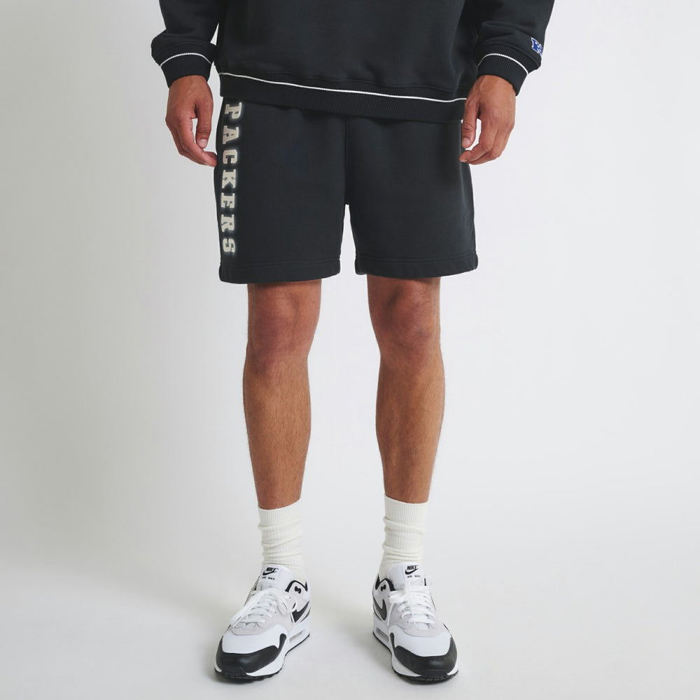 Green Bay Packers Off Season Unisex Fleece Shorts Black - NFL