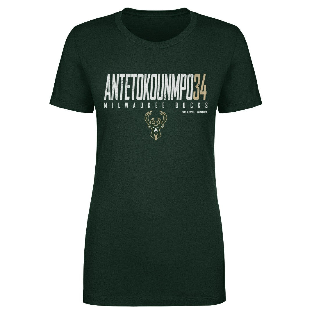 NBA - Giannis Antetokounmpo Milwaukee Bucks 500 Level Women's Elite T-Shirt - Hunter Green