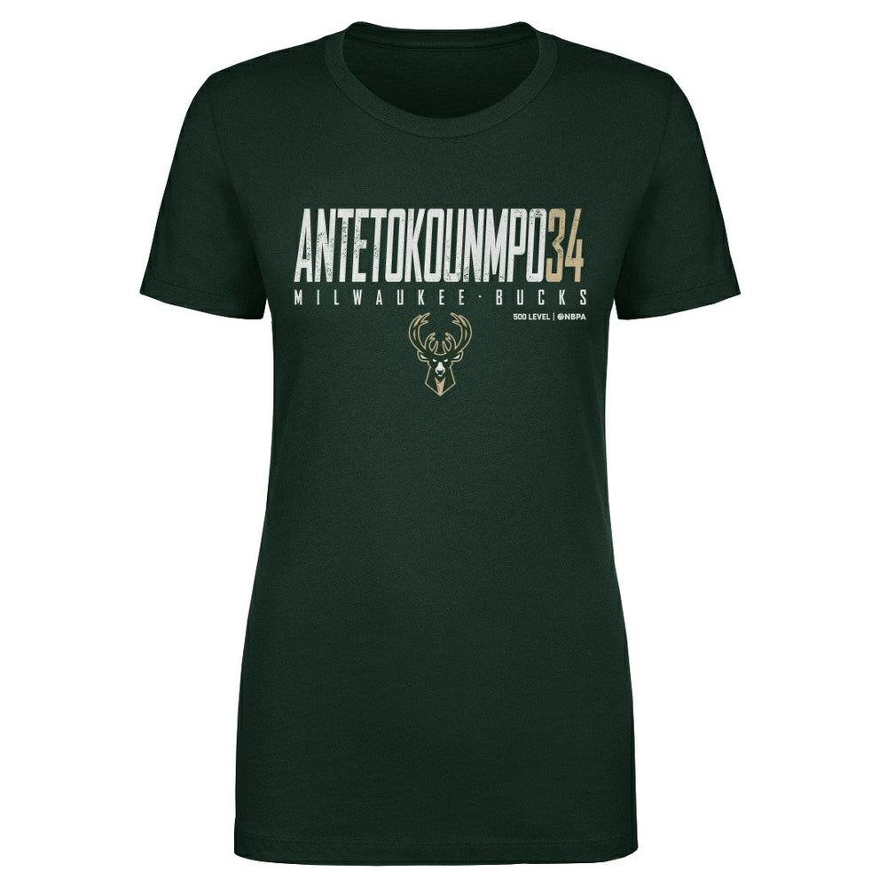NBA - Giannis Antetokounmpo Milwaukee Bucks 500 Level Women's Elite T-Shirt - Hunter Green
