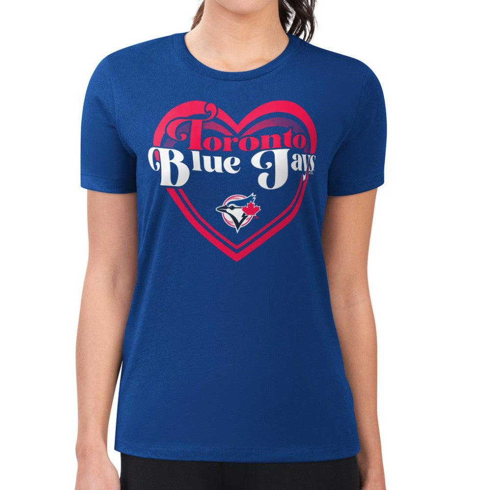 Toronto Blue Jays G-III 4Her by Carl Banks Women's Super-Slim Fit Lightweight Double Heart T-Shirt for sale
