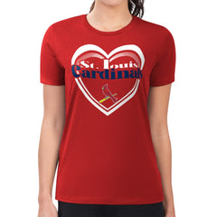 St. Louis Cardinals G-III 4Her by Carl Banks Women's Super-Slim Fit Lightweight Double Heart T-Shirt On Sale