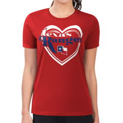 Texas Rangers G-III 4Her by Carl Banks Women's Super-Slim Fit Lightweight Double Heart T-Shirt Sale