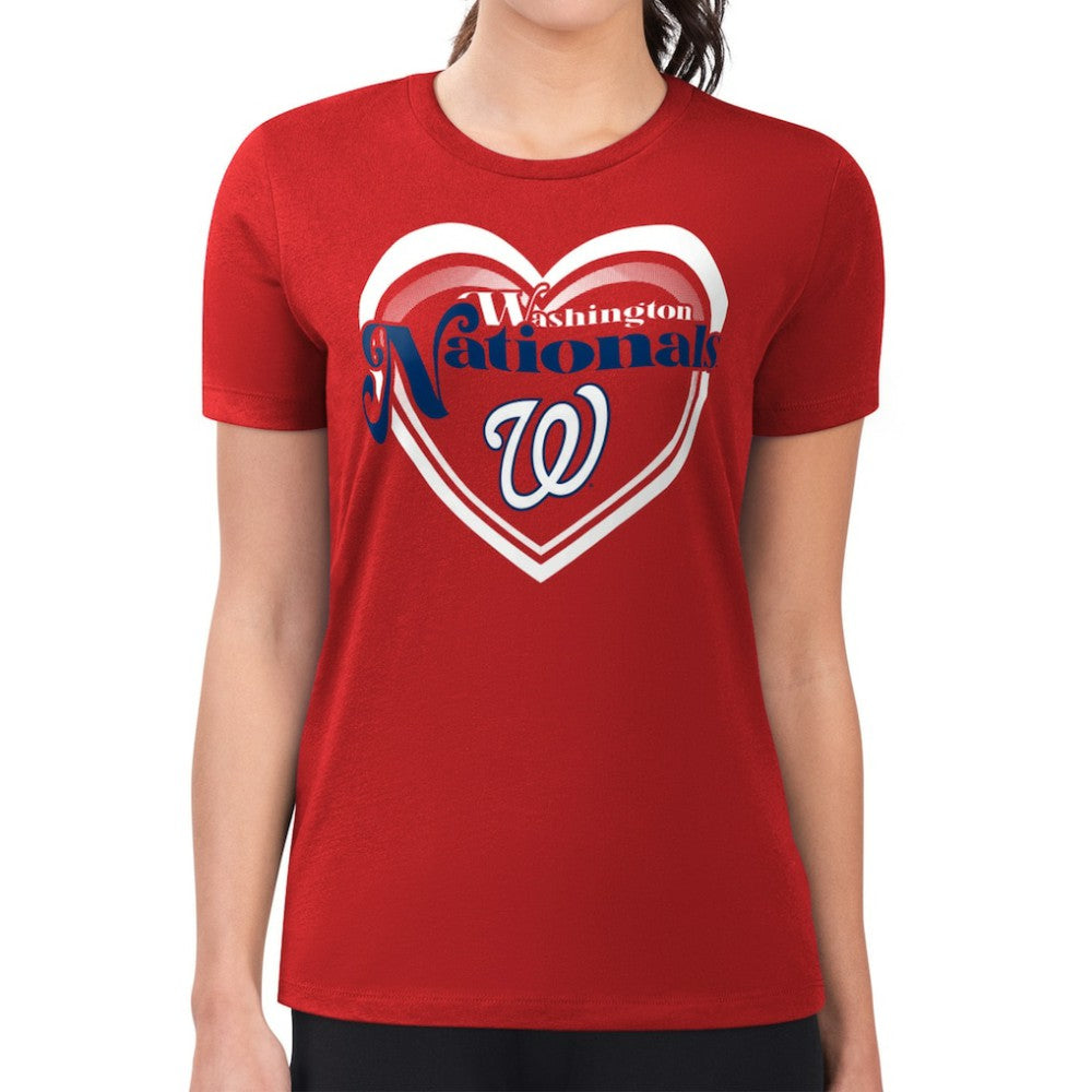Washington Nationals G-III 4Her by Carl Banks Women's Super-Slim Fit Lightweight Double Heart T-Shirt Online