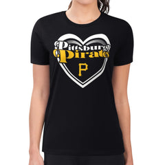 Pittsburgh Pirates G-III 4Her by Carl Banks Women's Super-Slim Fit Lightweight Double Heart T-Shirt Clearance