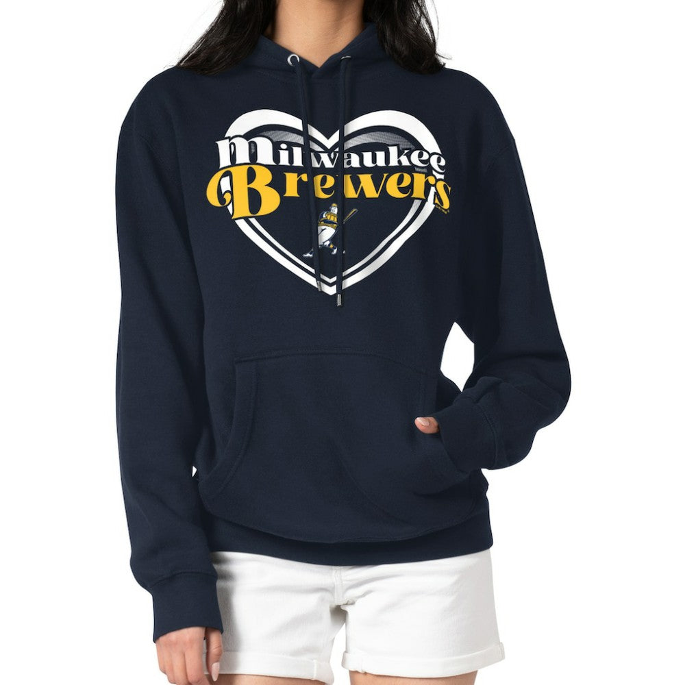 Milwaukee Brewers G-III 4Her by Carl Banks Women's Double Heart Fleece Pullover Hoodie Sale