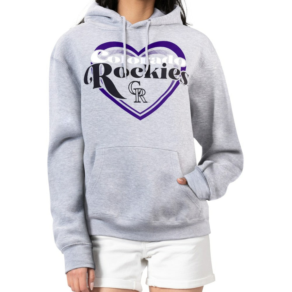 Colorado Rockies G-III 4Her by Carl Banks Women's Double Heart Fleece Pullover Hoodie Clearance