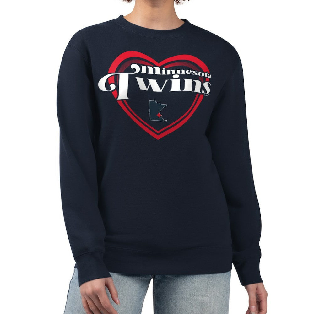 Minnesota Twins G-III 4Her by Carl Banks Women's Double Heart Fleece Pullover Sweatshirt discount