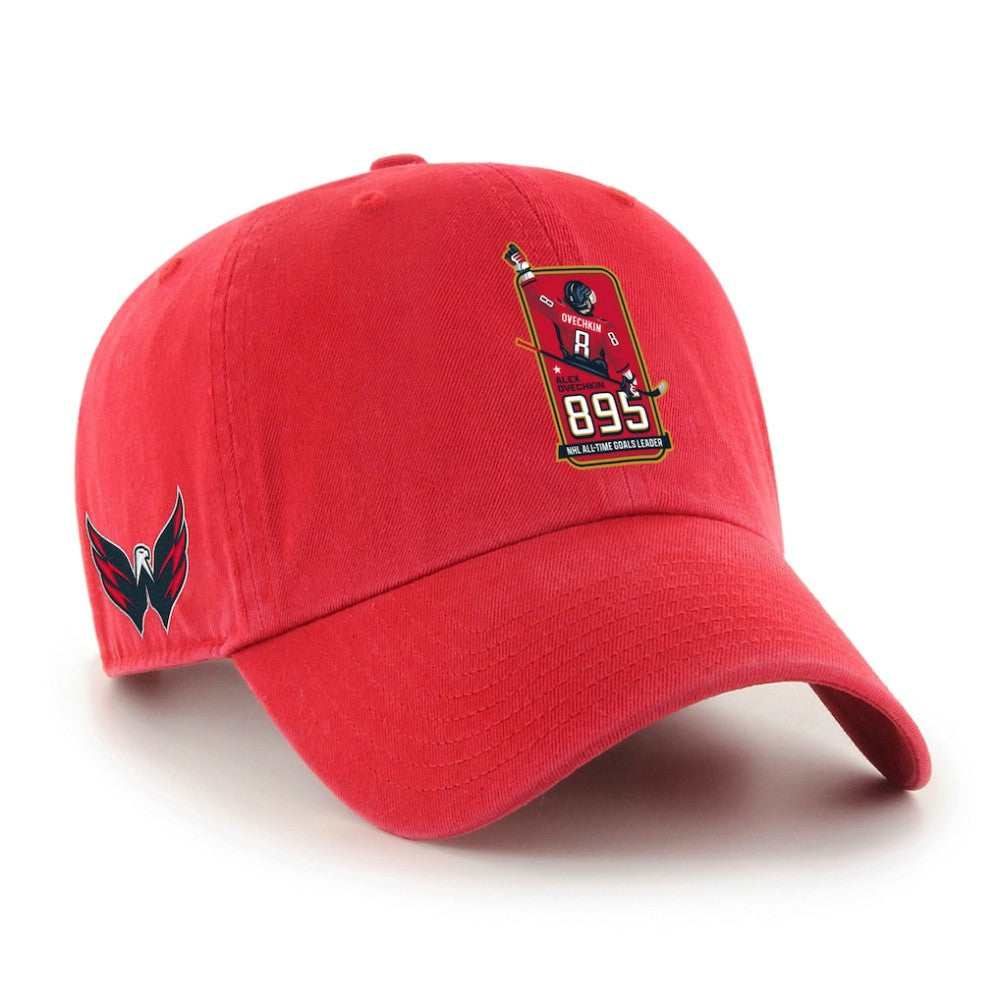 Alexander Ovechkin Washington Capitals '47 895 Most Goals of All Time Clean Up Adjustable Hat Red