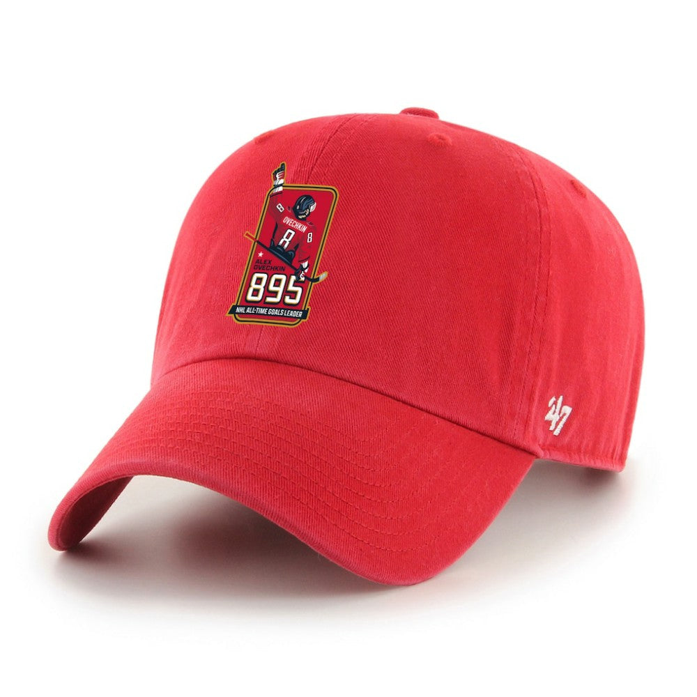 Alexander Ovechkin Washington Capitals '47 895 Most Goals of All Time Clean Up Adjustable Hat Red
