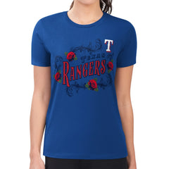 Texas Rangers G-III 4Her by Carl Banks Women's Super-Slim Fit Lightweight Retro Roses T-Shirt for sale