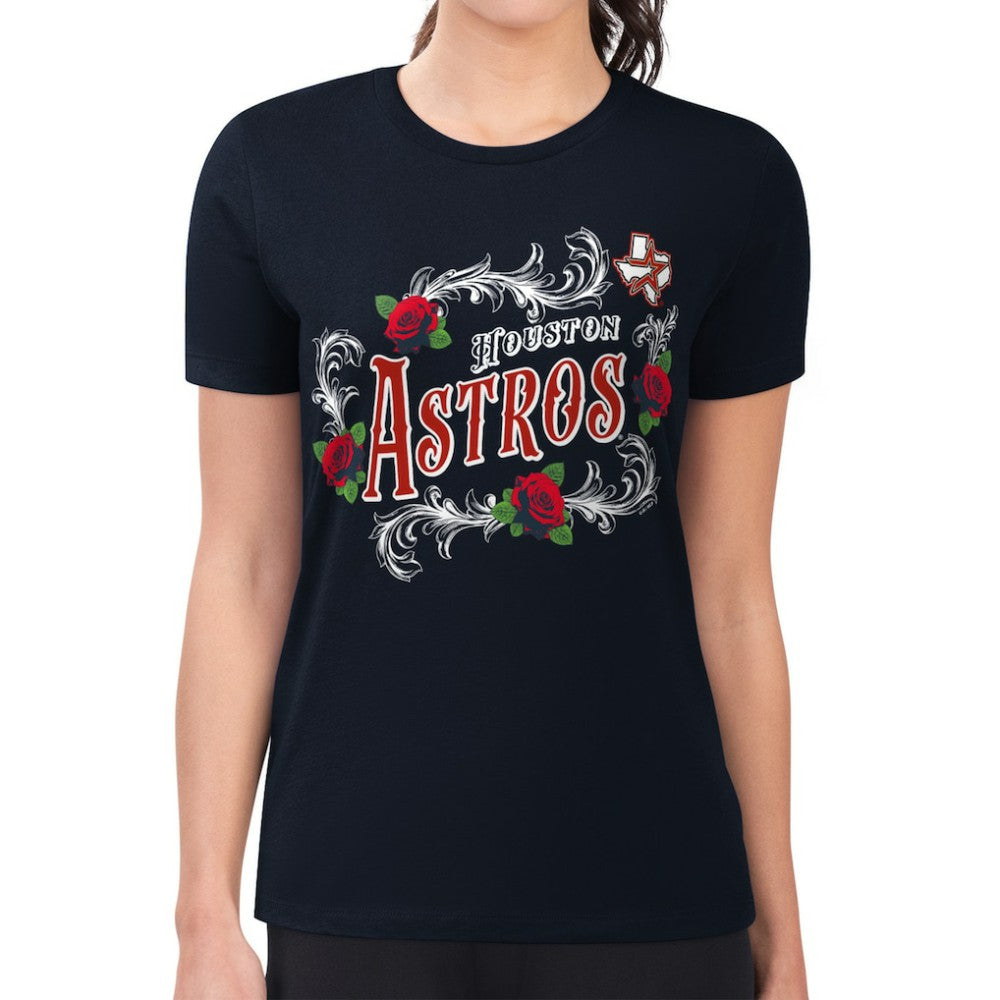 Houston Astros G-III 4Her by Carl Banks Women's Super-Slim Fit Lightweight Retro Roses T-Shirt Near Me