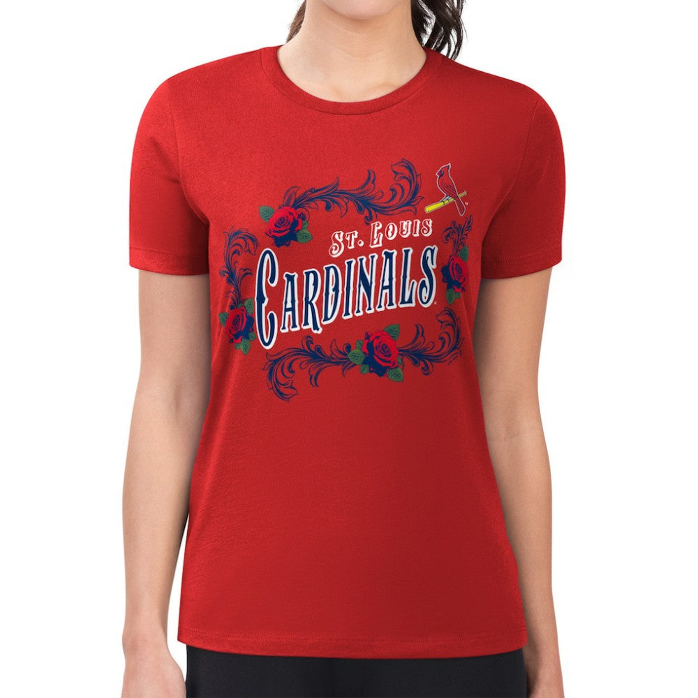 St. Louis Cardinals G-III 4Her by Carl Banks Women's Super-Slim Fit Lightweight Retro Roses T-Shirt for sale