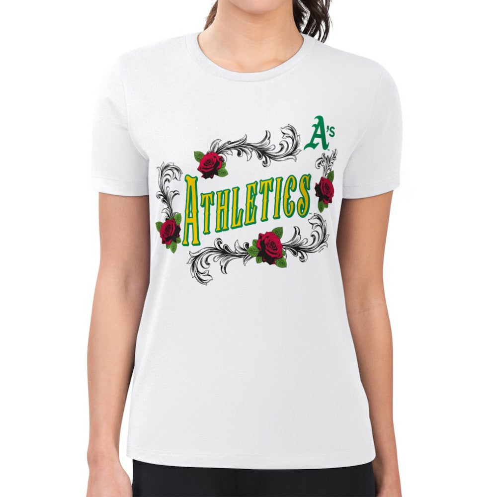 Athletics G-III 4Her by Carl Banks Women's Super-Slim Fit Lightweight Retro Roses T-Shirt Clearance