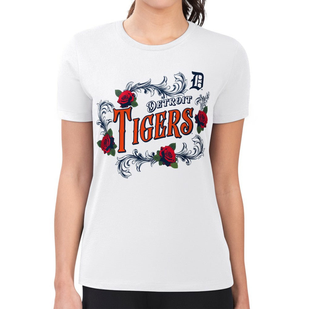 Detroit Tigers G-III 4Her by Carl Banks Women's Super-Slim Fit Lightweight Retro Roses T-Shirt Sale