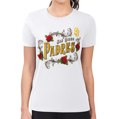 San Diego Padres G-III 4Her by Carl Banks Women's Super-Slim Fit Lightweight Retro Roses T-Shirt On Sale