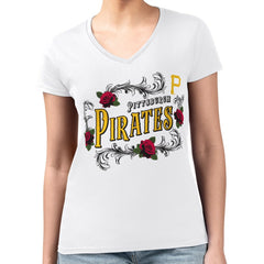 Pittsburgh Pirates G-III 4Her by Carl Banks Women's Super-Slim Fit Lightweight Retro Roses V-Neck T-Shirt Online