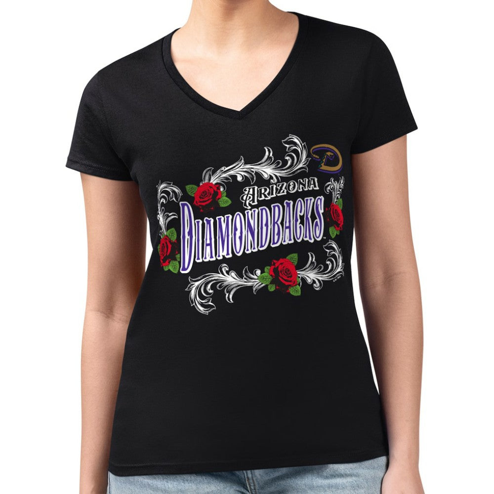 Arizona Diamondbacks G-III 4Her by Carl Banks Women's Super-Slim Fit Lightweight Retro Roses V-Neck T-Shirt Near Me
