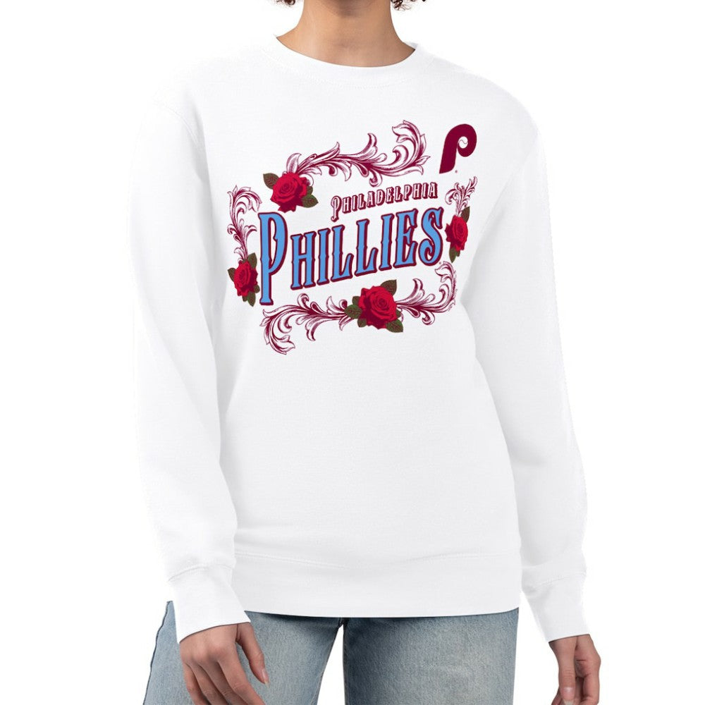 Philadelphia Phillies G-III 4Her by Carl Banks Women's Retro Roses Fleece Pullover Sweatshirt Online