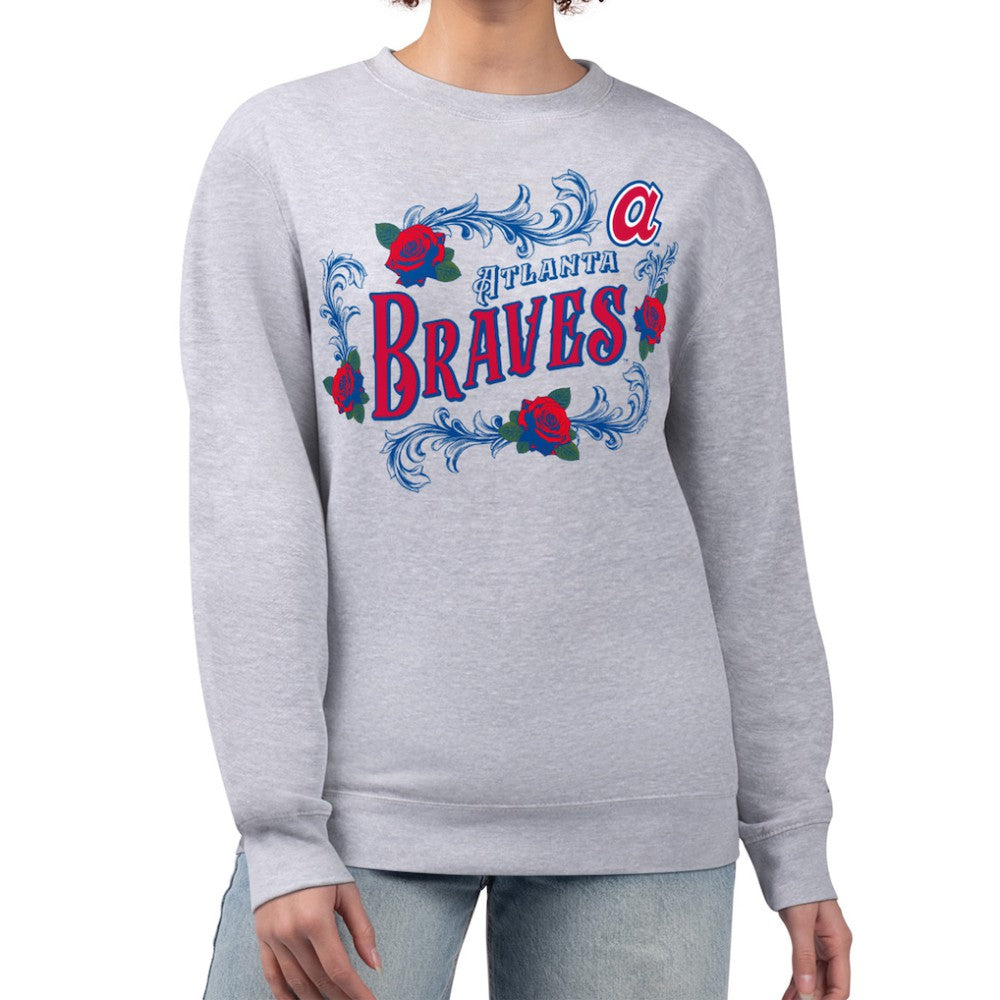 Atlanta Braves G-III 4Her by Carl Banks Women's Retro Roses Fleece Pullover Sweatshirt for sale
