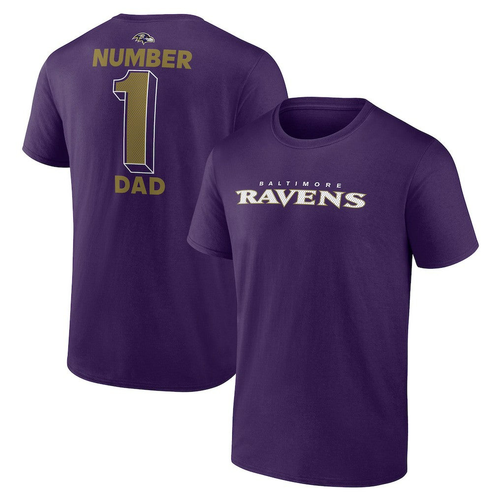 Baltimore Ravens #1 Dad Jersey T-Shirt Purple - NFL