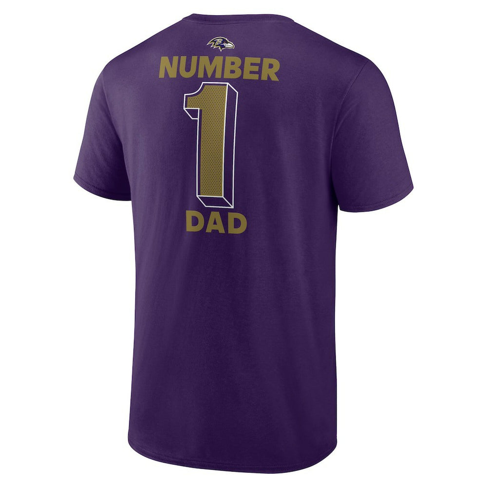 Baltimore Ravens #1 Dad Jersey T-Shirt Purple - NFL