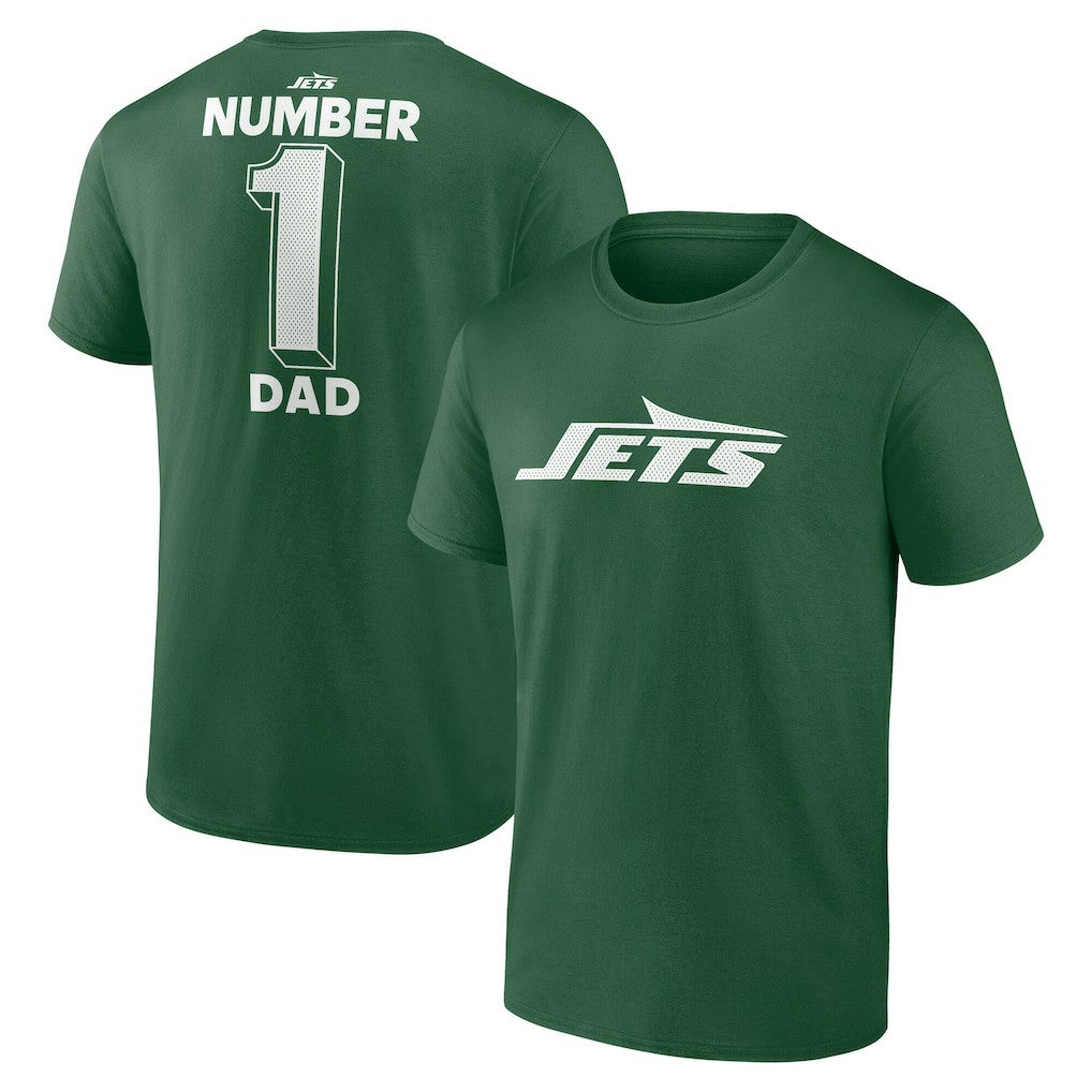 New York Jets #1 Dad Jersey T-Shirt Green - NFL