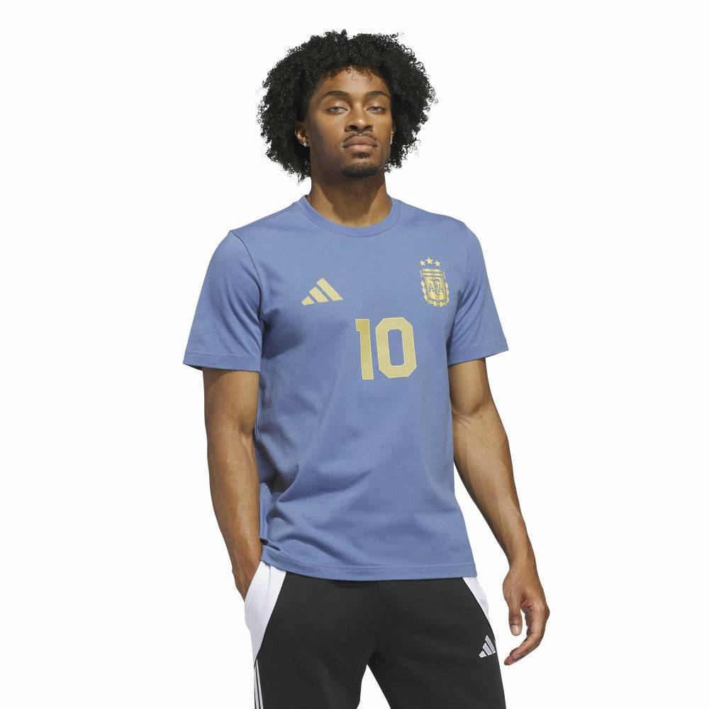 Adidas Lionel Messi Argentina National Team Name & Number T-Shirts - Blue