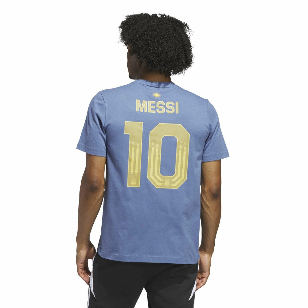 Adidas Lionel Messi Argentina National Team Name & Number T-Shirts - Blue