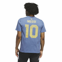 Adidas Lionel Messi Argentina National Team Name & Number T-Shirts - Blue