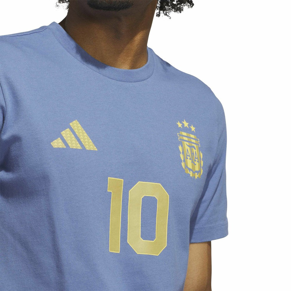 Adidas Lionel Messi Argentina National Team Name & Number T-Shirts - Blue